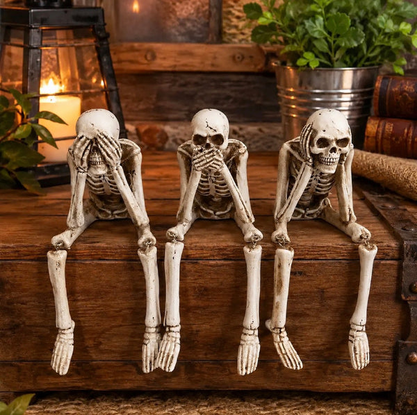 Sitting Skeleton Resin Ornament