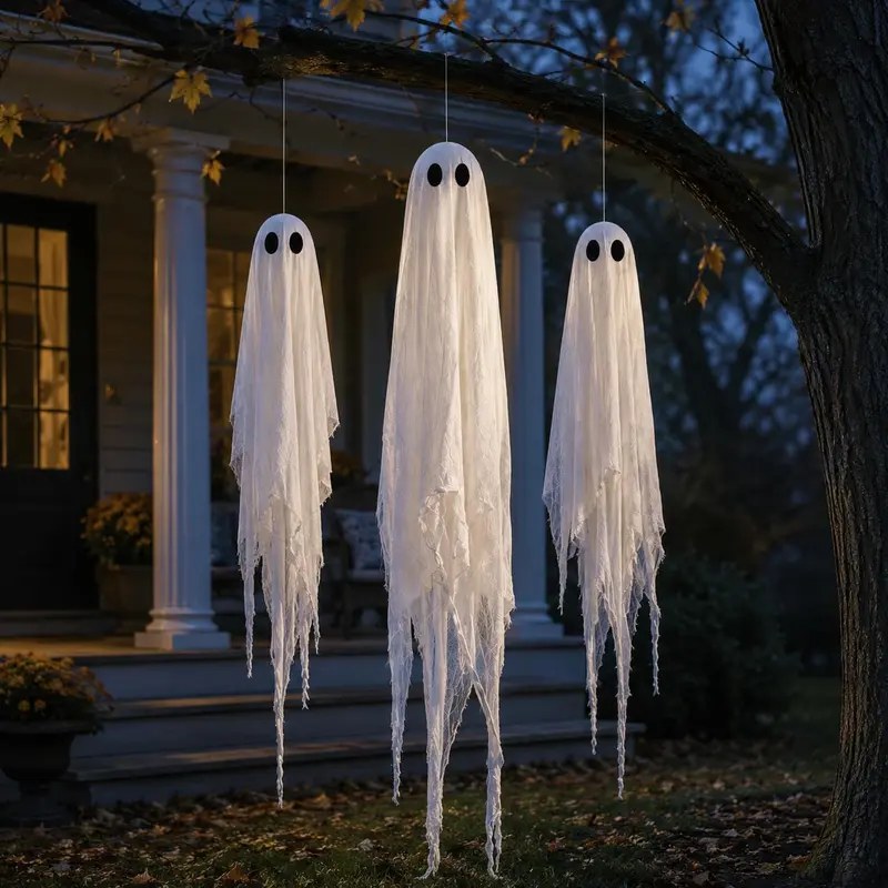 Pre-Assembled Hanging Ghosts, 3 Pack