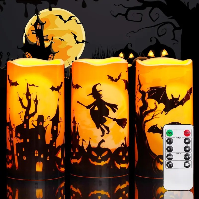 Flameless LED Pillar Candles, Set of 3