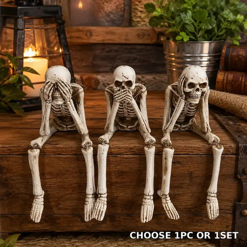Sitting Skeleton Resin Ornament