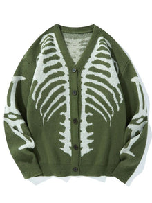 Skeleton Print Knit Cardigan