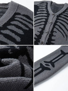 Skeleton Print Knit Cardigan