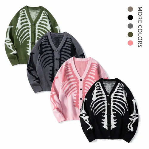 Skeleton Print Knit Cardigan